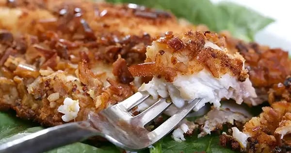 Pretzel-crusted cod