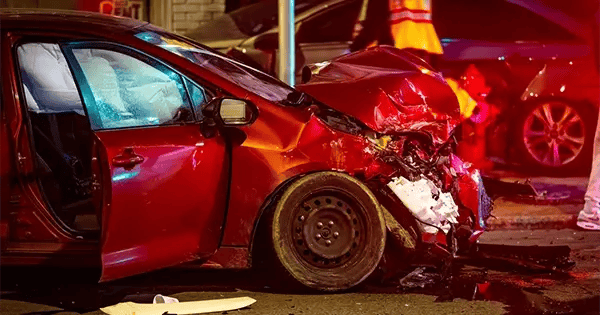 Damaged car after crash