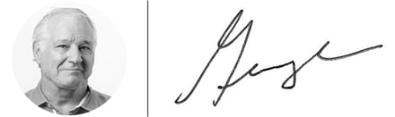 George Mahe headshot and signature